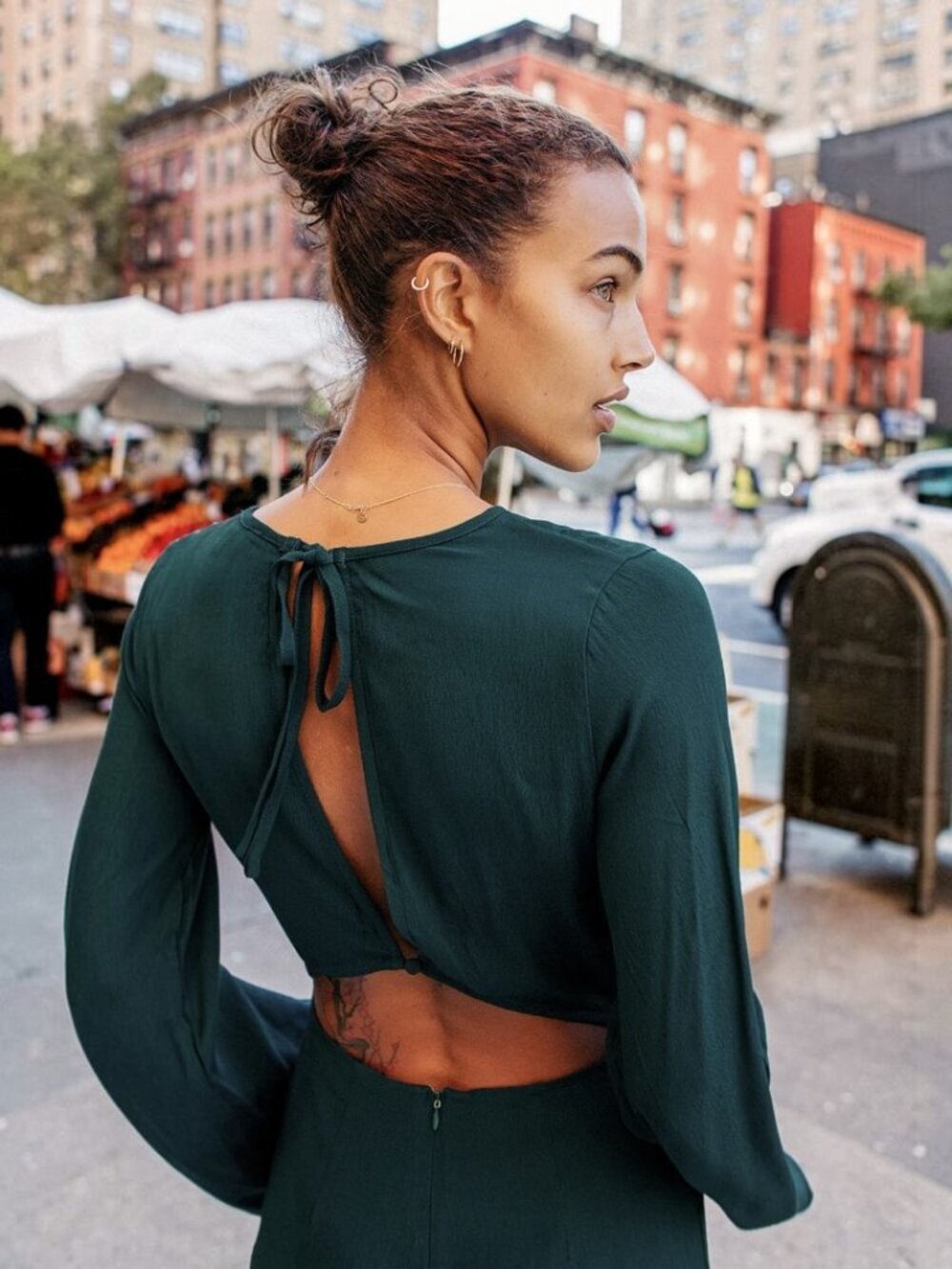 NWT Lulus Moments That Last Hunter Green Long Sleeve Cutout Jumpsuit (size S) - Picture 5 of 12